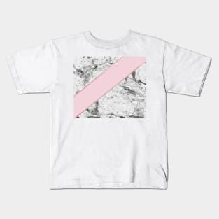 Celestial rose - dramatic white marble Kids T-Shirt